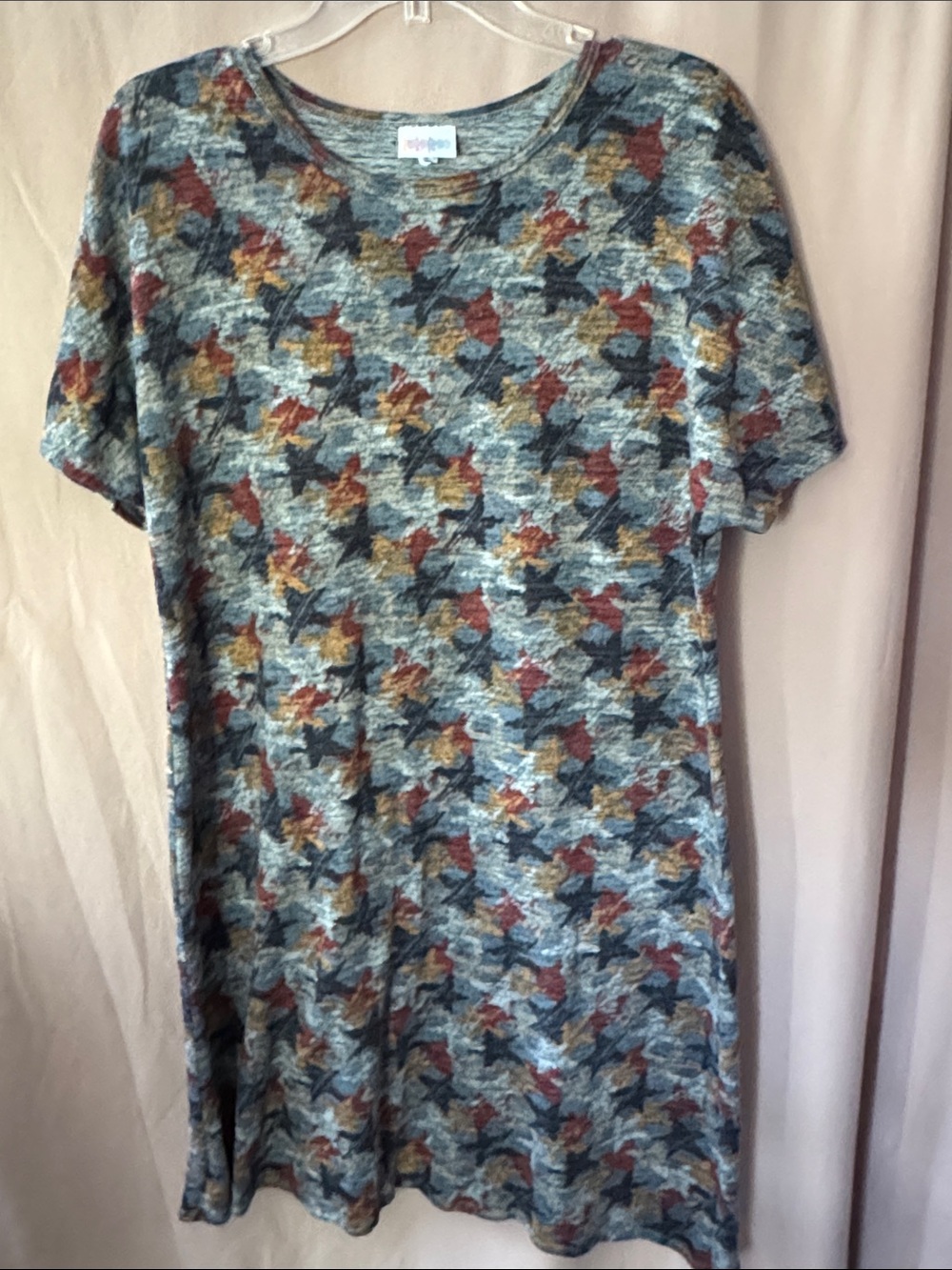 LuLaRoe Short-Sleeve dress in Navy, Rust, orange  and Gray